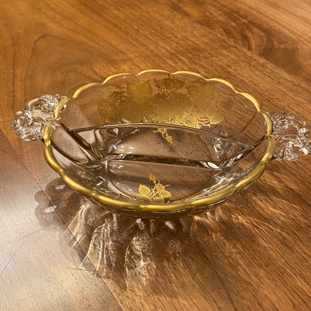 MCM vintage Viking New Martinsville Janice pattern divided relish dish - Picture 2 of 4